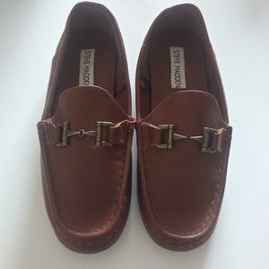 Steve Madden Brown Leather Loafers Boys Size 2